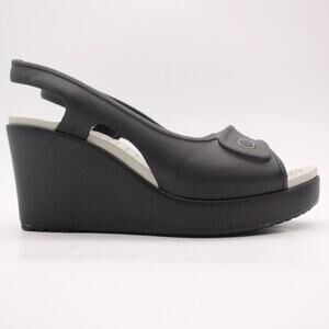 Crocs Havana Women's Size 10 Black Wedge Sandals Slingback Open Toe Comfort Shoe